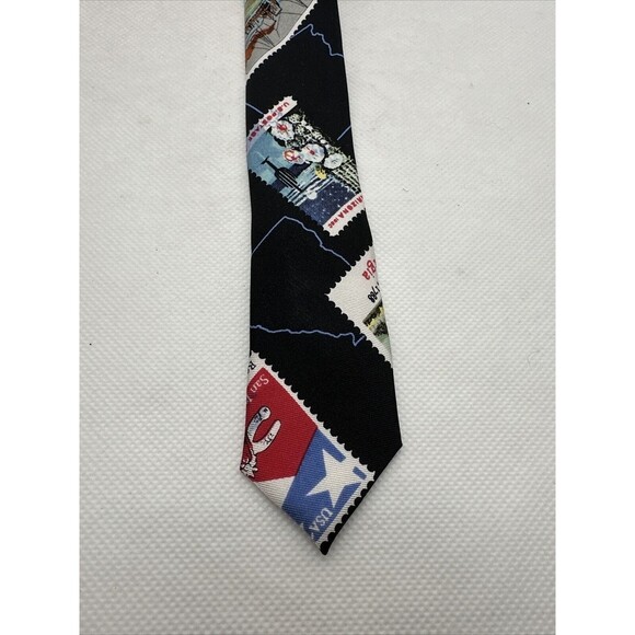 VTG Nicole Miller Silk Necktie Mens‎ Black Novelty State Stamps USA 57"x 4" NWT - Picture 12 of 15